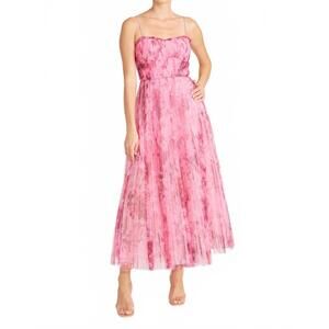 NEW MONIQUE LHUILLIER floral tulle dress in pink